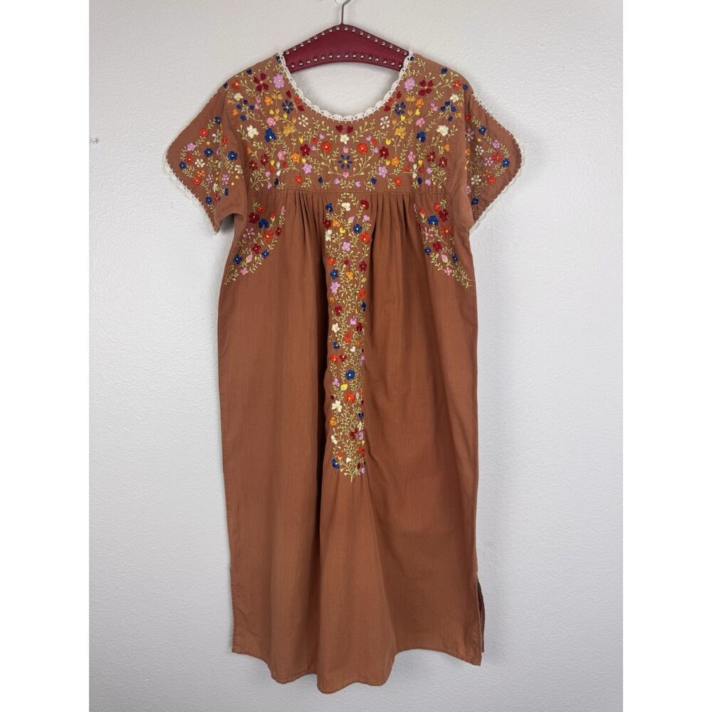 Vintage D’Loera Traditional Mexican Puebla Peasant Dress Embroidered Fiesta M/L